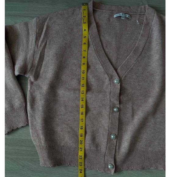 Pink Dusty Rose V Neck Button Front Cardigan Sweater Women XXL Celebrity - Picture 6 of 13